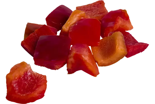Paprika rood brunoise 30mm bak 1kg